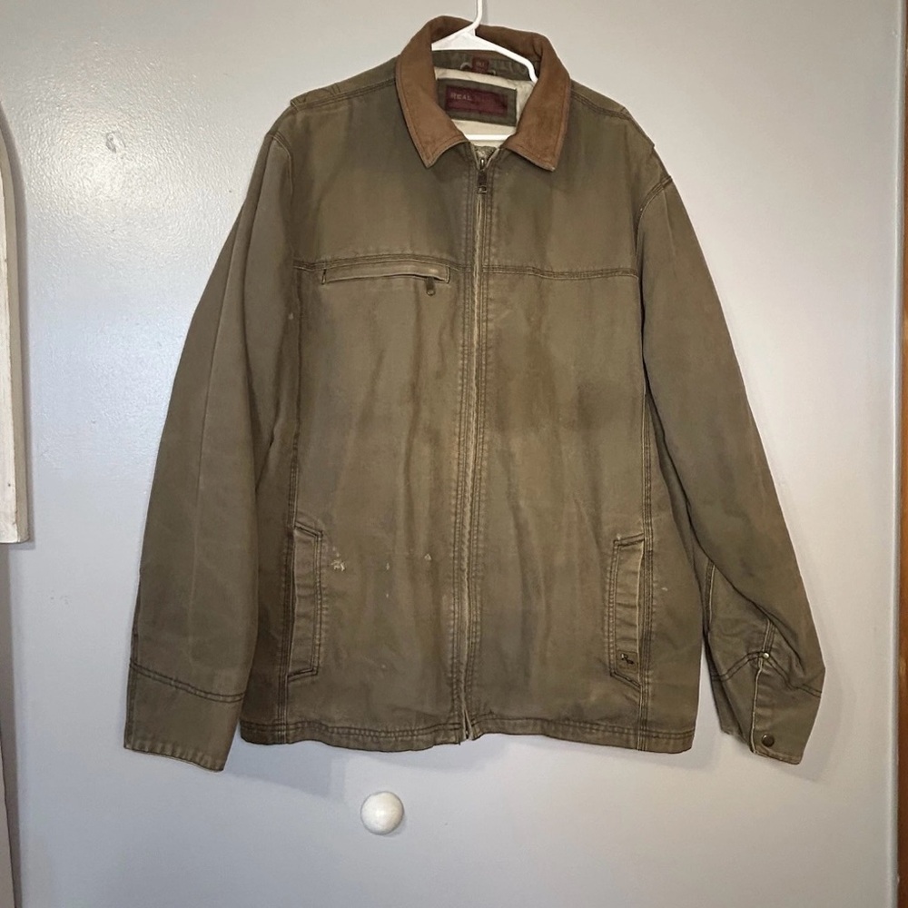 Real Ranch Wear Corduroy Leather Collar Barn Jacket Men’s XXLT Well Work Worn